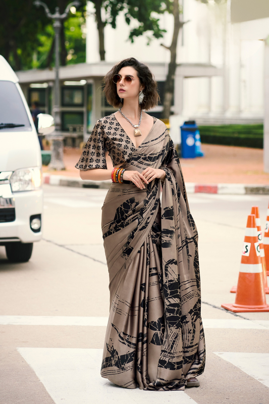 Premium Japan Satin Silk Saree – Smooth, Heavy-Drape & Luxurious Feel - LaVante Fashion