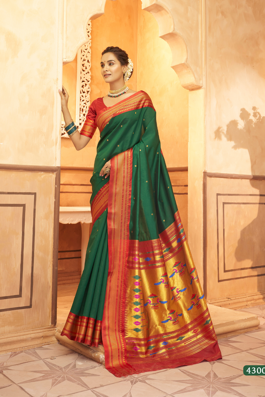 Pure Paithani Silk Saree with Traditional Zari Weaving - LaVante Fashion
