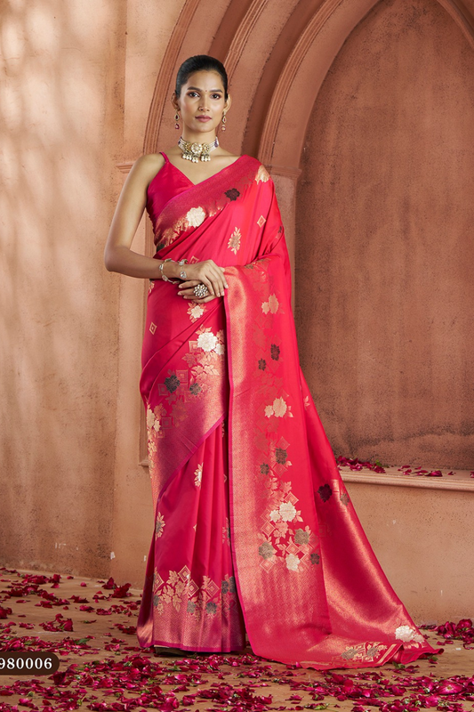 Pure Soft Banarasi Silk Saree with Traditional Weaving - LaVante Fashion