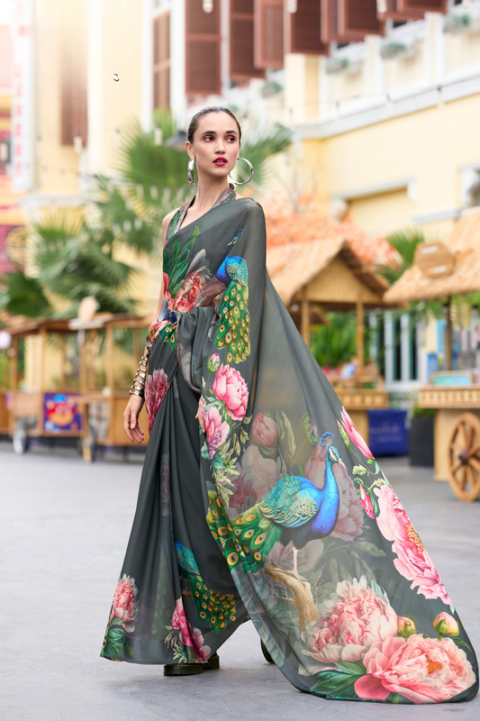 Pure Georgette Saree with Exclusive Print - LaVante Fashion