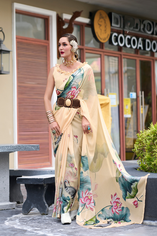 Pure Georgette Saree with Exclusive Print - LaVante Fashion