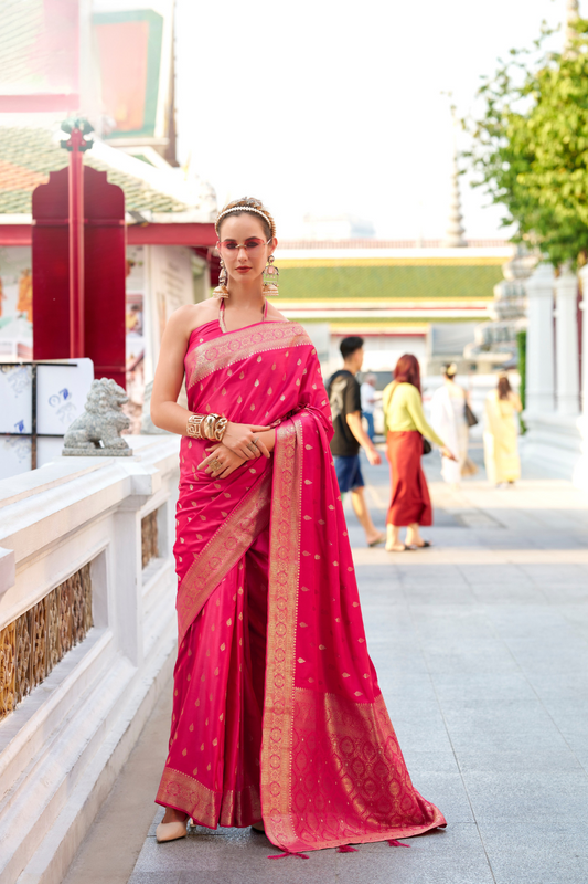 Heritage Zari Woven Pure Satin Silk Saree for Festive Elegance