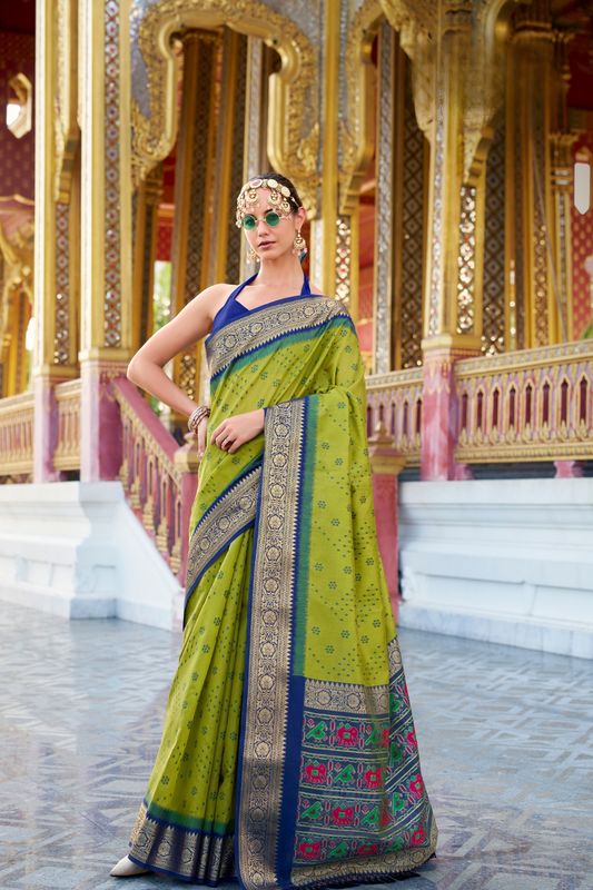 Tusser Handloom Silk Saree with Zari Weaving Border and Patola Weaved - LaVante Fashion