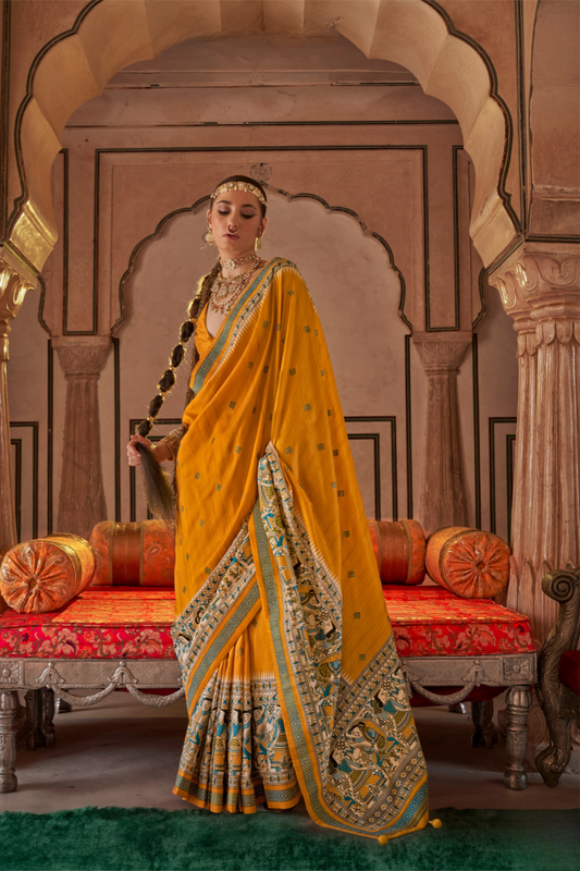 Modern Art-Inspired Digital Print Viscose Silk Saree