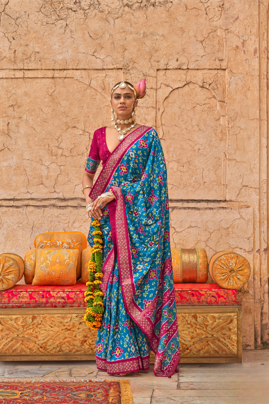 Elegant Art Silk Saree with Traditional Patola Print