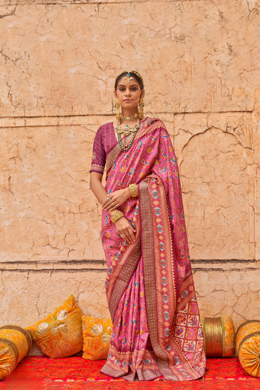 Elegant Art Silk Saree with Traditional Patola Print