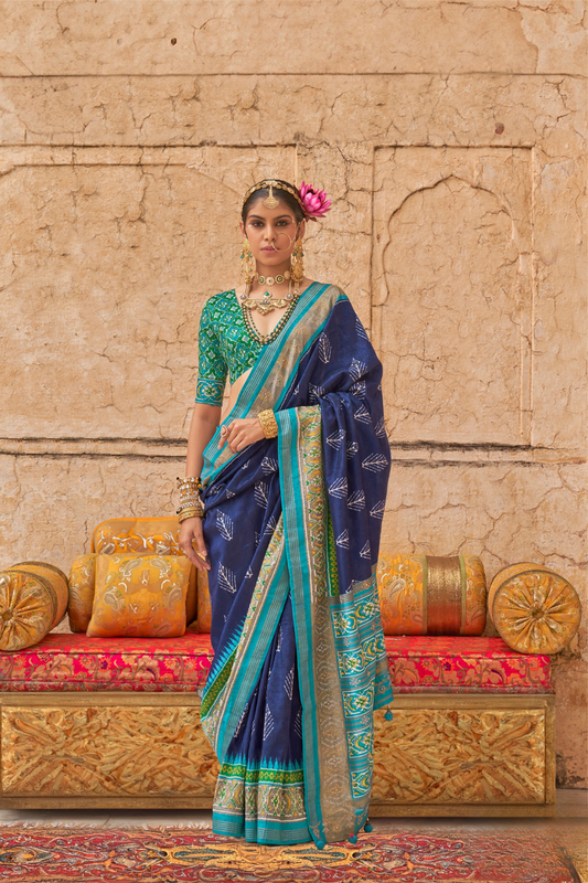 Elegant Art Silk Saree with Traditional Patola Print