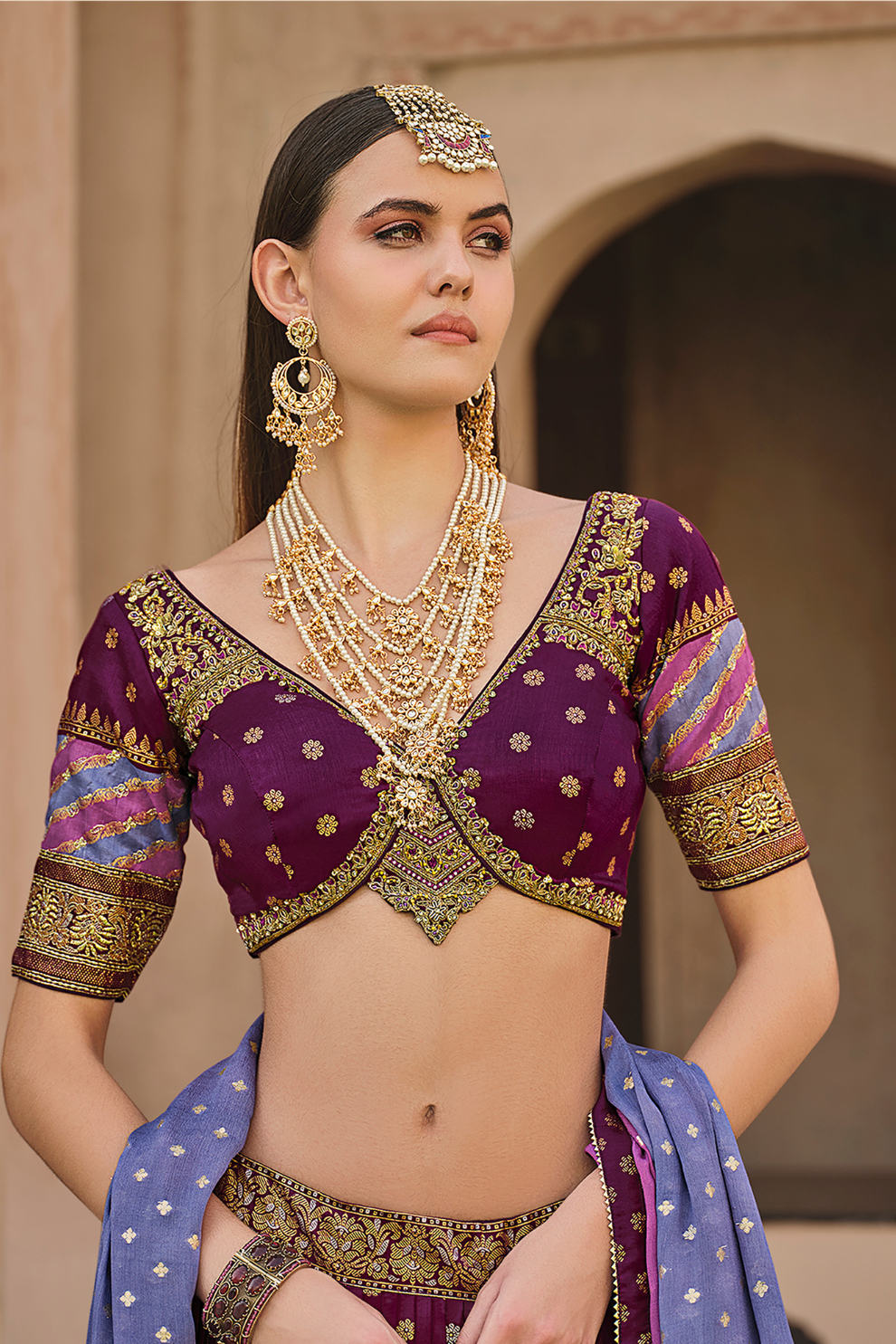 Maroon Printed Silk Readymade Lehenga Choli - LaVante Fashion