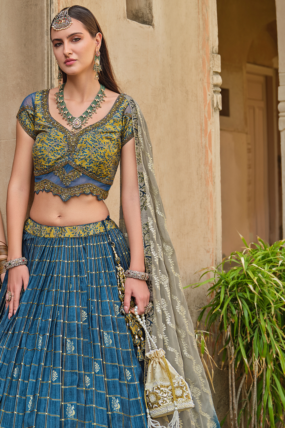 Blue Printed Silk Readymade Lehenga Choli - LaVante Fashion