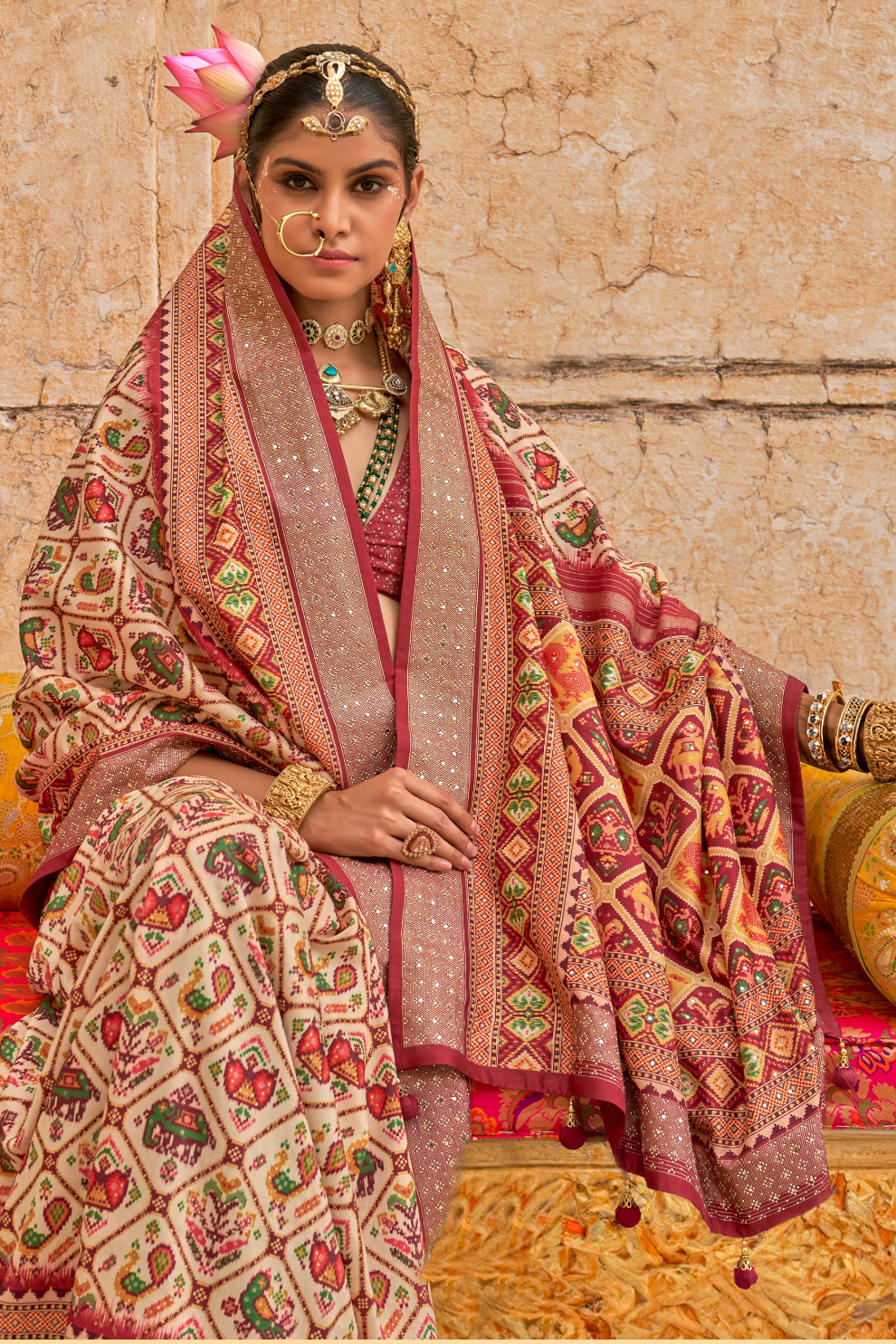 Elegant Art Silk Saree with Traditional Patola Print