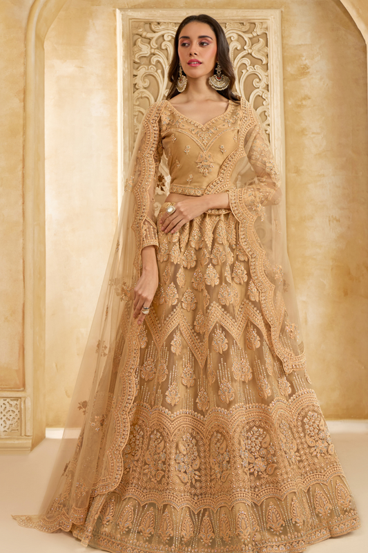 Radiant Brown Designer Lehenga Choli For Weddings