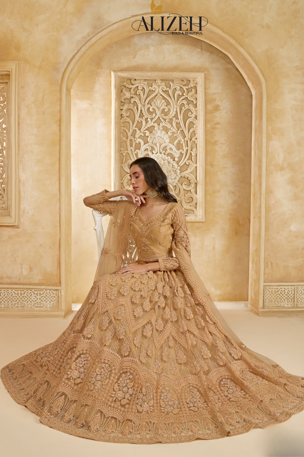Radiant Brown Designer Lehenga Choli For Weddings
