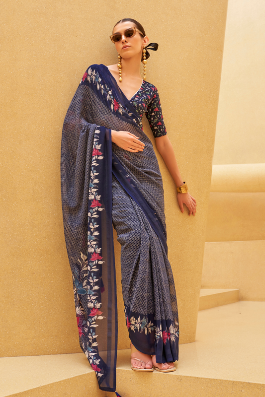Elegant Quest Georgette Saree with Marvel Soft Finish