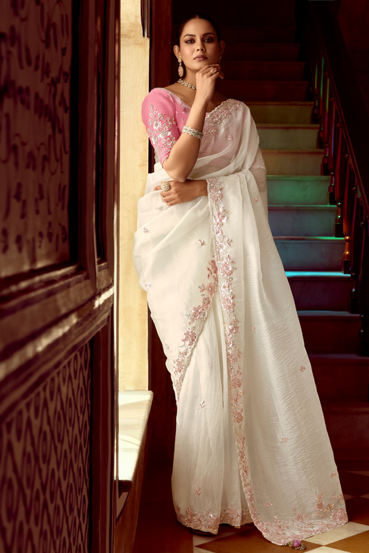 Elegant Lightweight Tissue Silk Saree for Festive and Party Wear