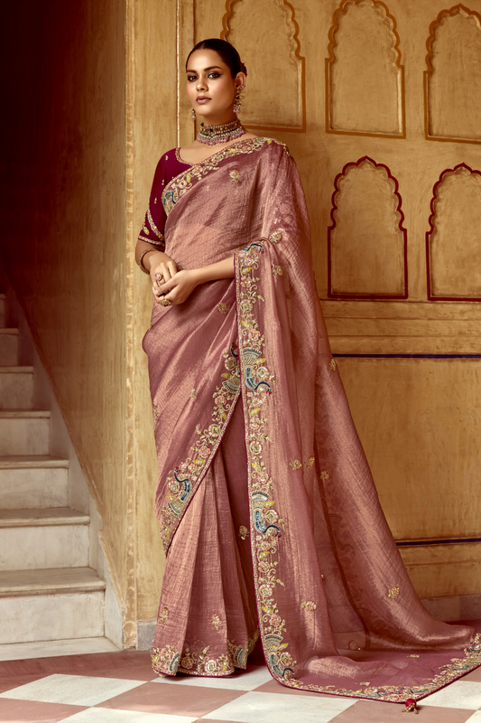Elegant Lightweight Tissue Silk Saree for Festive and Party Wear