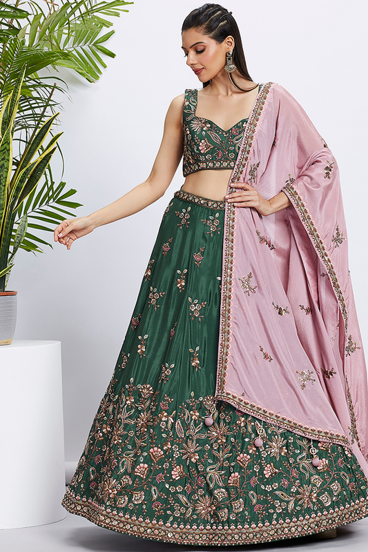 Designer Chiffon Lehenga Choli With Embroidery & Dupatta