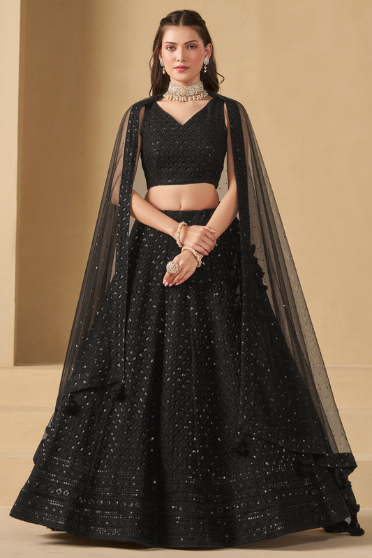 Captivating Thread Work Georgette Party Wear Lehenga Choli