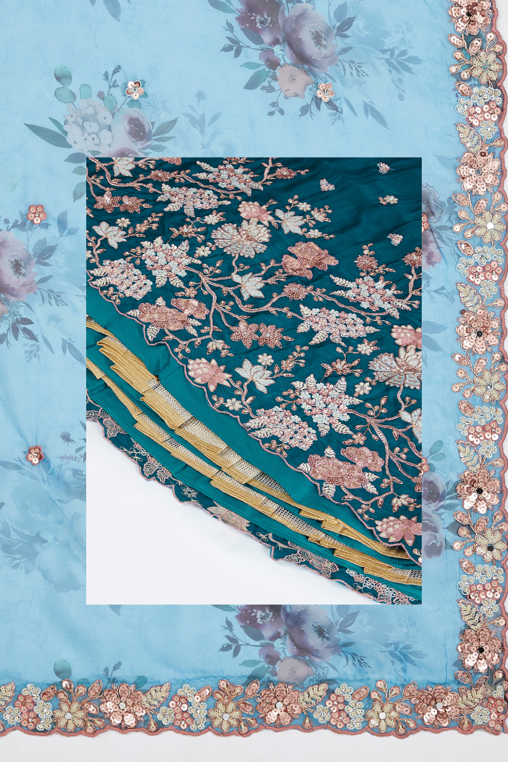 Pure Georgette Sequins And Thread Embroidery Lehenga Choli