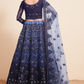 Designer Navy Blue Lehenga Choli In Net With Dazzling Stone Work