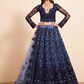 Designer Navy Blue Lehenga Choli In Net With Dazzling Stone Work