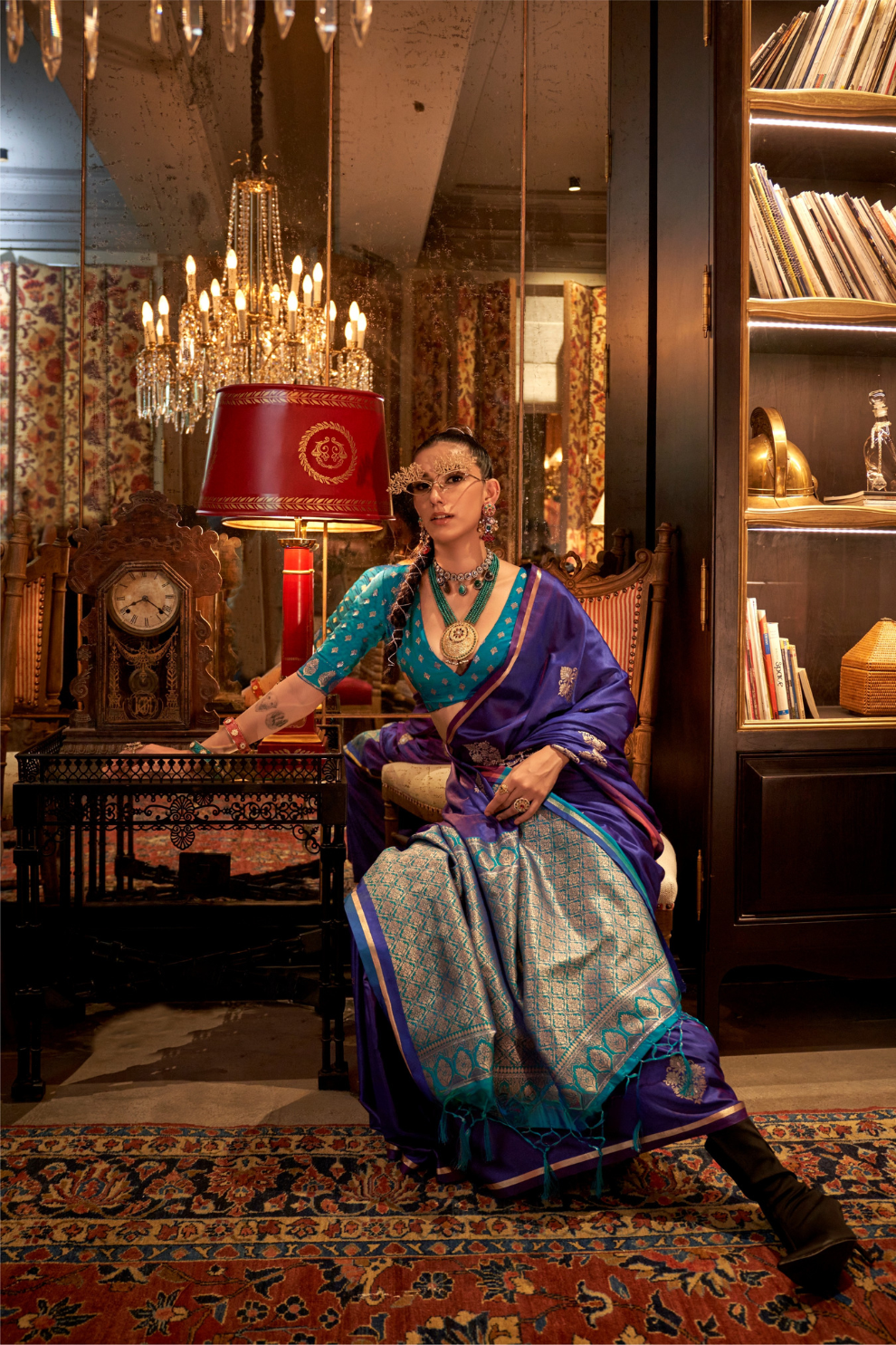 Pure Satin Handloom Silk Saree with Luxurious Weaving Detail