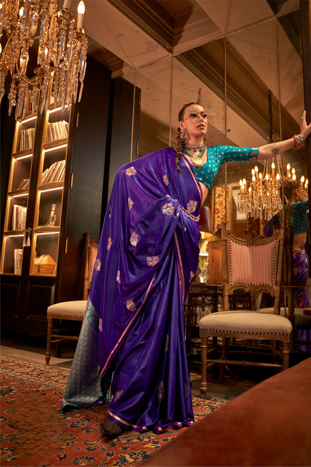 Pure Satin Handloom Silk Saree with Luxurious Weaving Detail