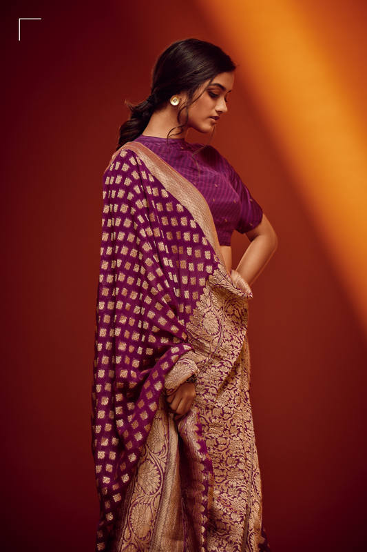 Timeless Solid Woven Saree in Viscose Georgette Fabric