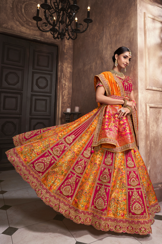 Banarasi Silk Heavy Embroidered Bridal Lehenga Choli with Dupatta