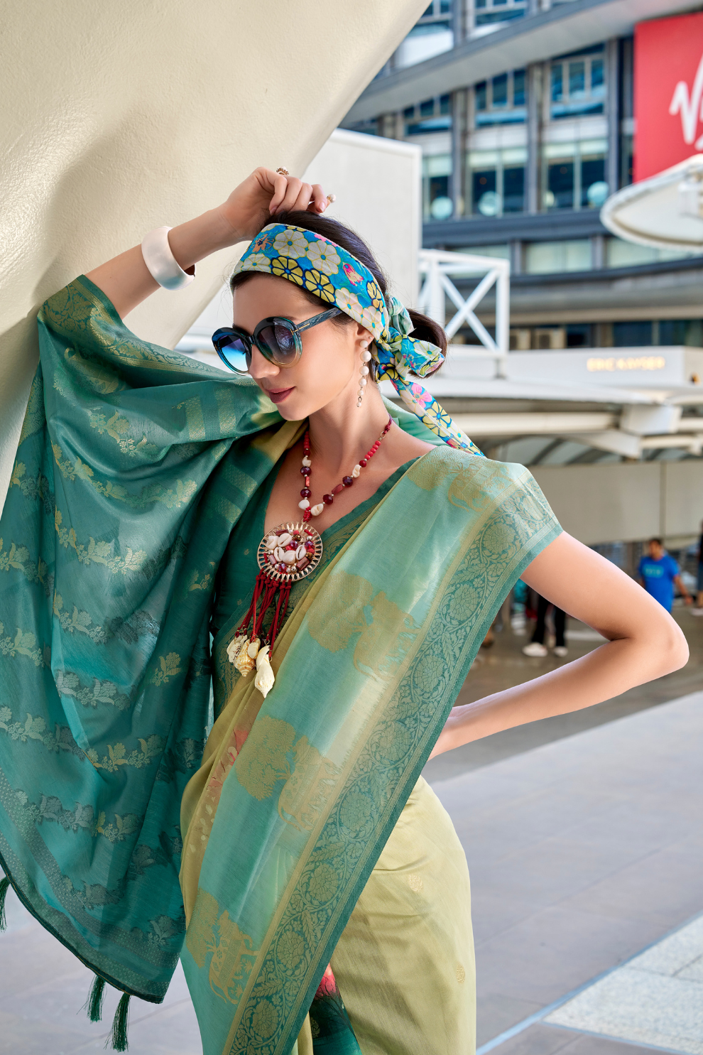 Handloom Modal Silk with Pichwai Digital Print & Zari Weaving - LaVante Fashion