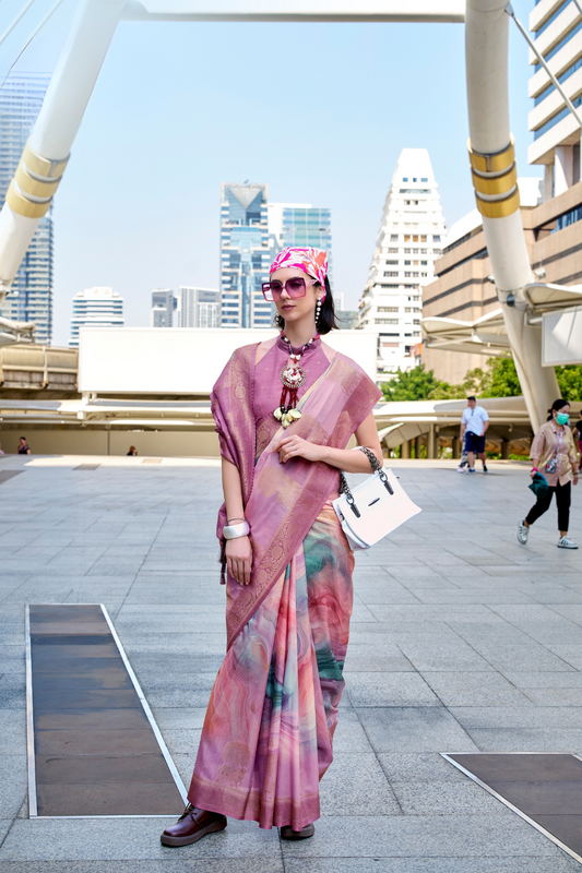 Handloom Modal Silk with Pichwai Digital Print & Zari Weaving - LaVante Fashion