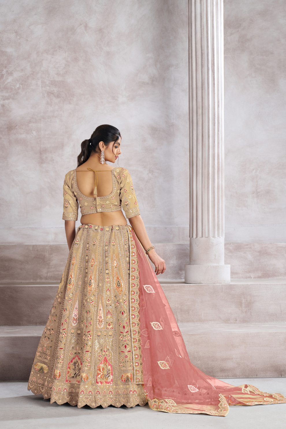 Designer Semi-Bridal Lehenga Choli with Intricate Aari & Patch Detailing