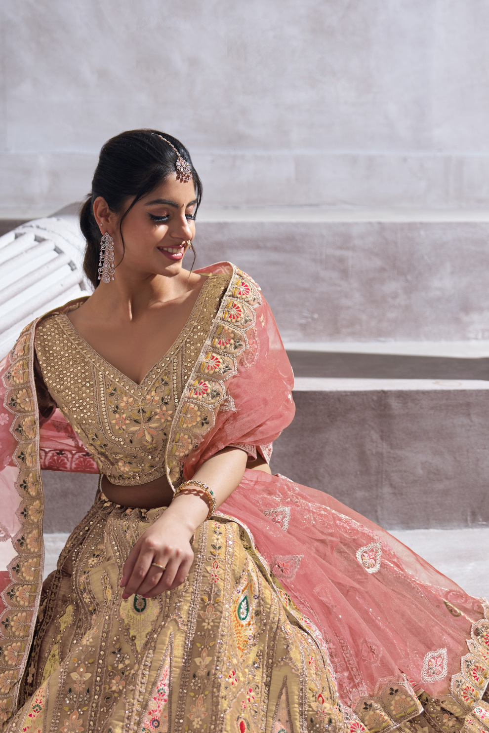 Designer Semi-Bridal Lehenga Choli with Intricate Aari & Patch Detailing