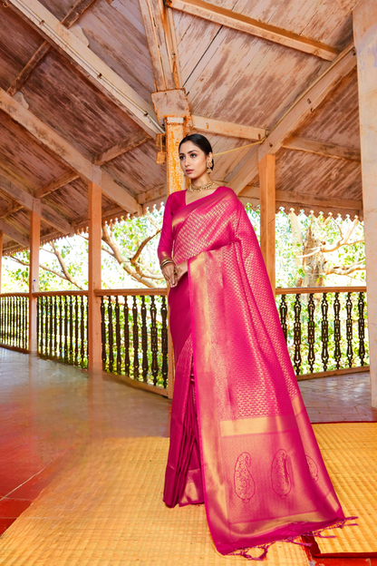 Kanjeevaram Handloom Silk Saree with Rich Traditional Weaving