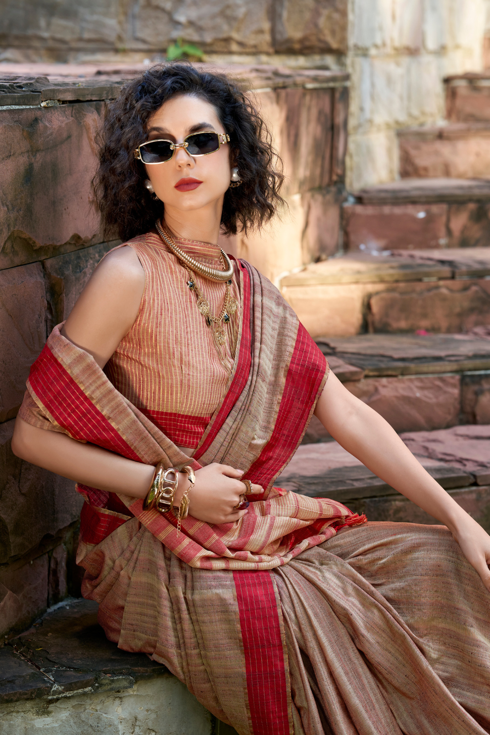 100% Pure Handloom Katan Silk Saree with Traditional Weaving - LaVante Fashion