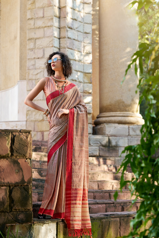 100% Pure Handloom Katan Silk Saree with Traditional Weaving - LaVante Fashion