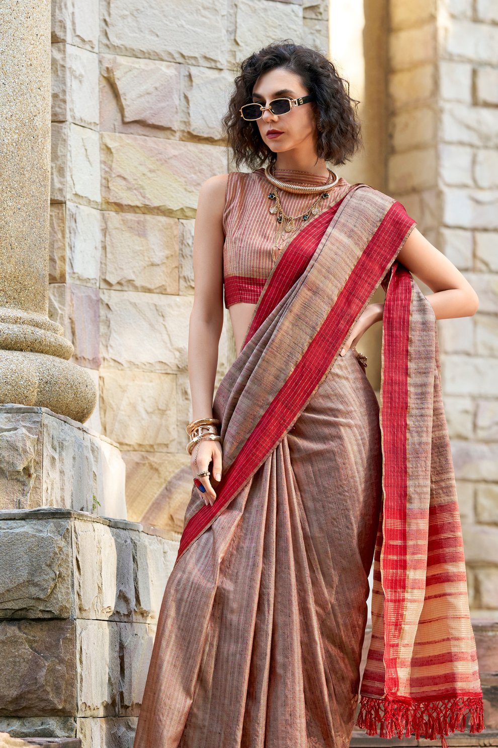 100% Pure Handloom Katan Silk Saree with Traditional Weaving - LaVante Fashion