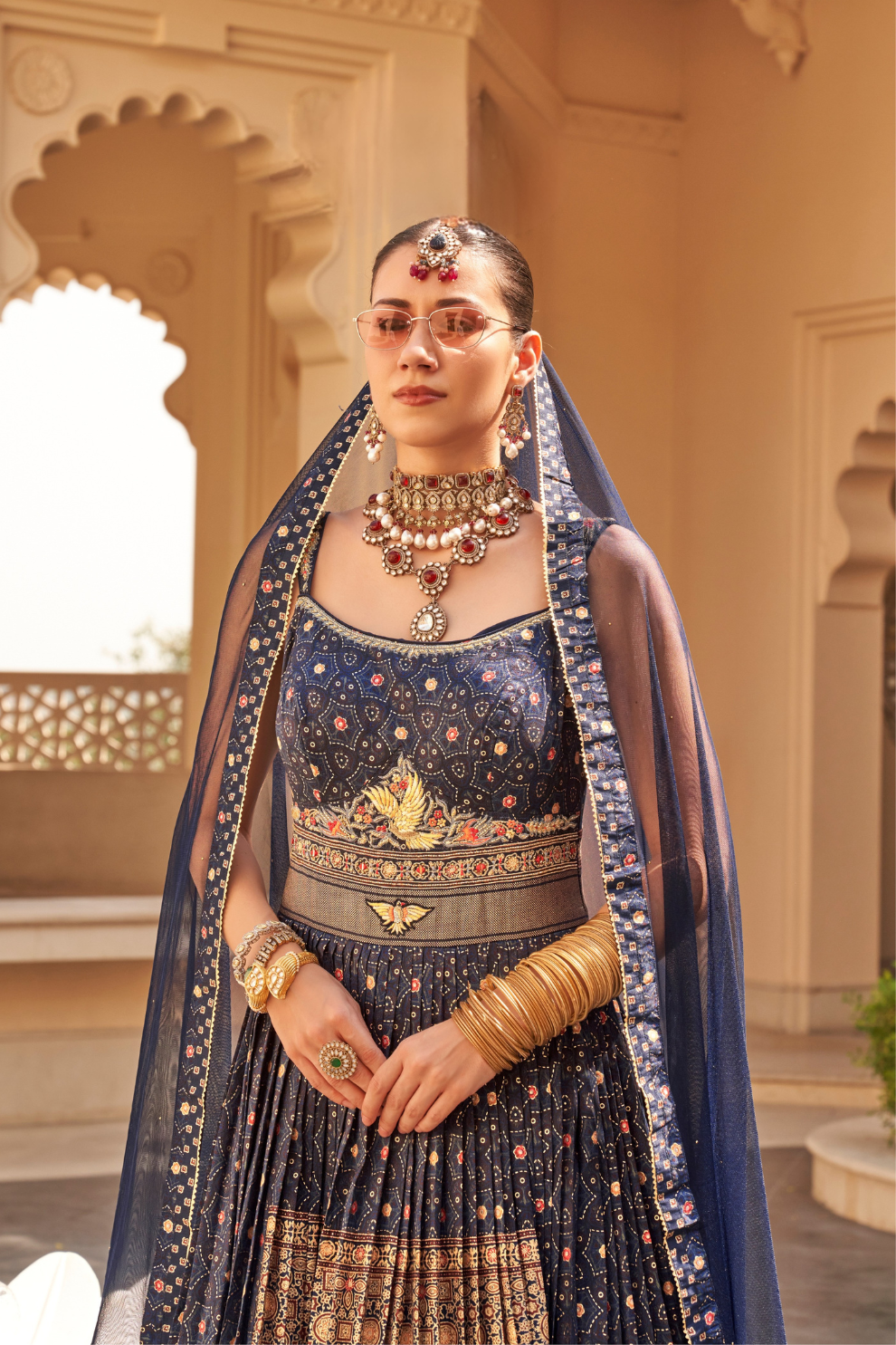 Navy Blue Anarkali Dress & Men's Kurta-Coat Set – Couple Outfit - LaVante Fashion