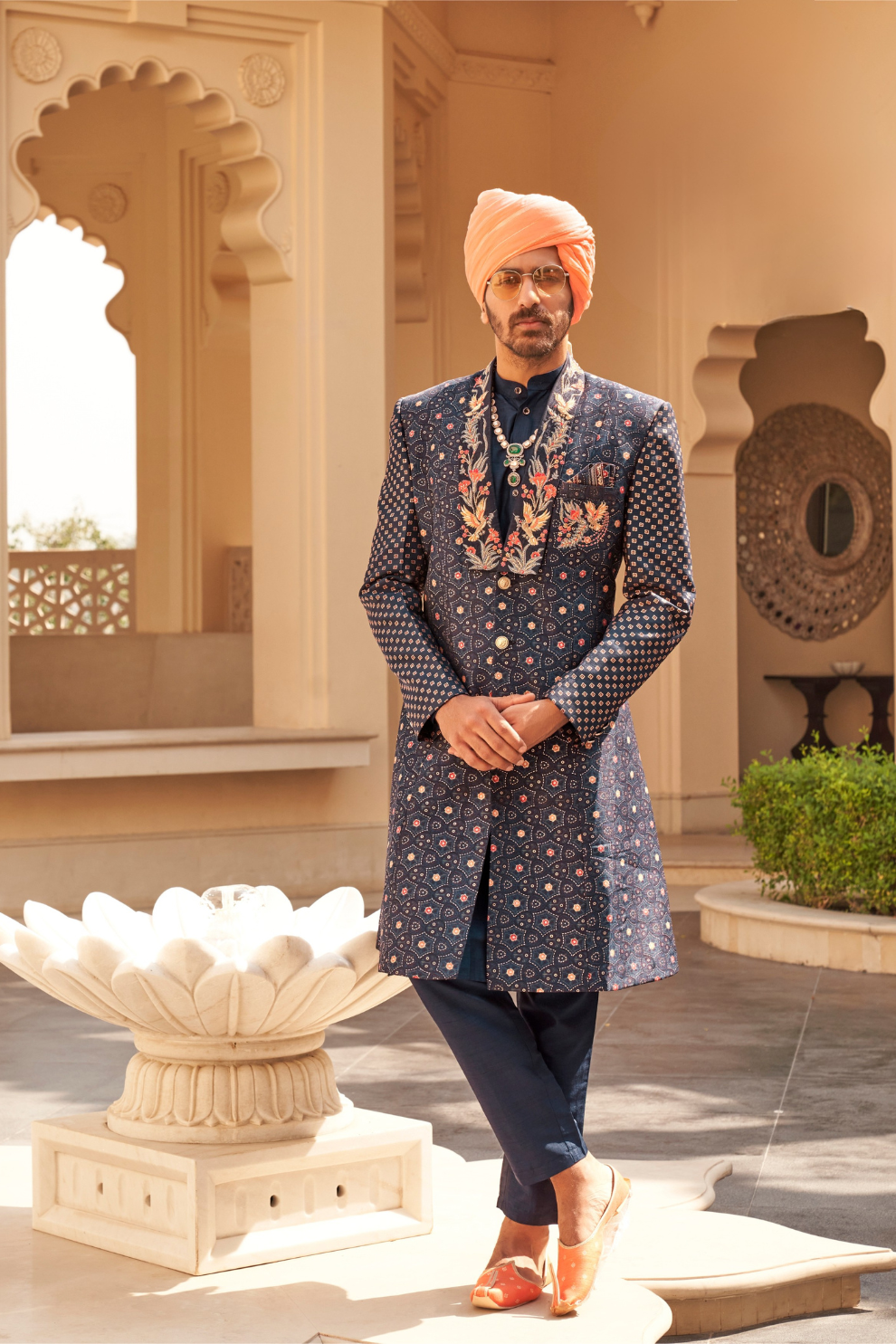 Navy Blue Anarkali Dress & Men's Kurta-Coat Set – Couple Outfit - LaVante Fashion