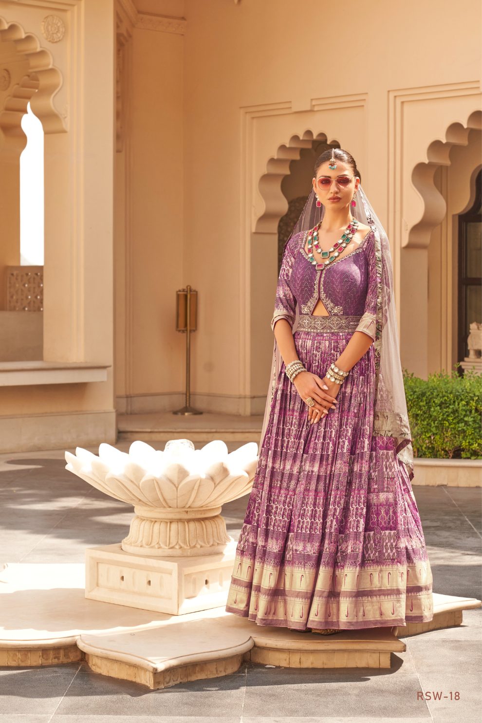 Plum Printed Anarkali Dress & Men's Kurta-Coat Set – Couple Outfit - LaVante Fashion