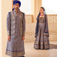 Blue Printed Anarkali Dress & Men's Kurta-Coat Set – Couple Outfit - LaVante Fashion