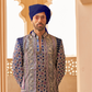 Blue Printed Anarkali Dress & Men's Kurta-Coat Set – Couple Outfit - LaVante Fashion