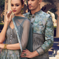 Ethnic Mint Green Printed Skirt & Kurta Jacket Set for Couple - LaVante Fashion