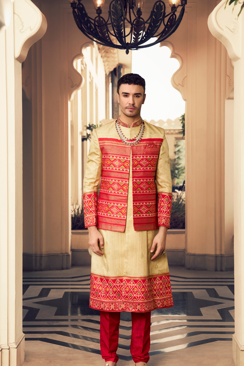 Ethnic Rani Pink Printed Skirt & Kurta Jacket Set for Couple - LaVante Fashion