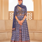 Blue Anarkali Dress and Navy Blue Printed Kurta Set for Couple - LaVante Fashion