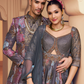 Ethnic Grey Printed Skirt & Kurta Jacket Set for Couple - LaVante Fashion