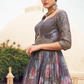 Ethnic Grey Printed Skirt & Kurta Jacket Set for Couple - LaVante Fashion