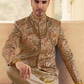 Ethnic Beige Printed Skirt & Kurta Jacket Set for Couple - LaVante Fashion