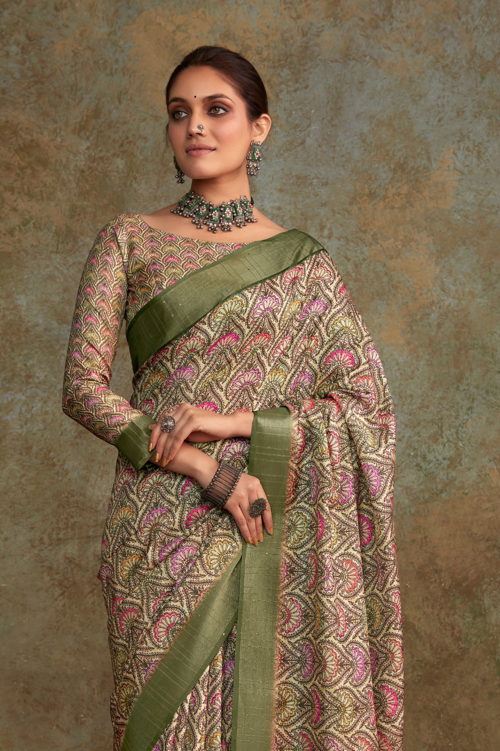 Handloom Fabric with Sequin Weaving & Digital Print - LaVante Fashion