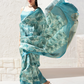 Designer Digital Printed Banarasi Slik Saree in Elegant Aqua Blue