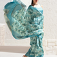 Designer Digital Printed Banarasi Slik Saree in Elegant Aqua Blue